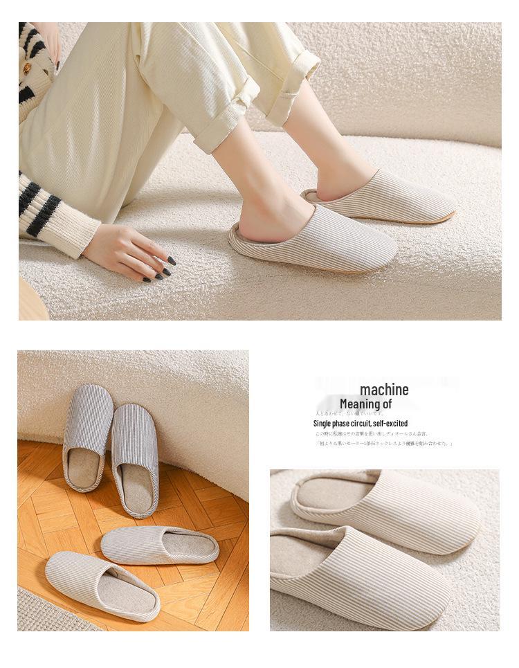 U-Tone Japanische Geräuschlose Baumwollpantoffeln mit Weicher Sohle für Damen und Herren