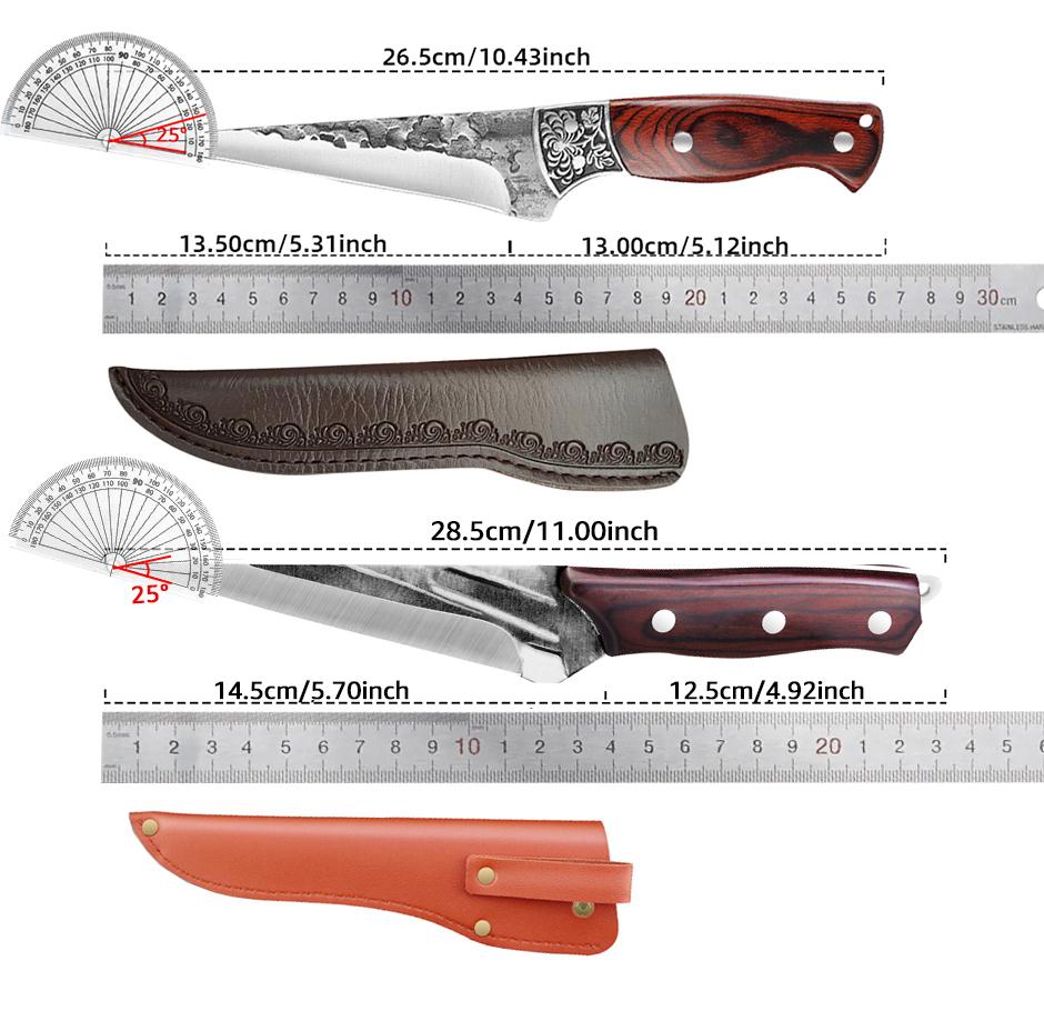 Hand-Forged Cleaver Kitchen Chef Knife High Carbon Clad Steel Sever Knife Meat Fish Fruit Vegetables Knife with Cover