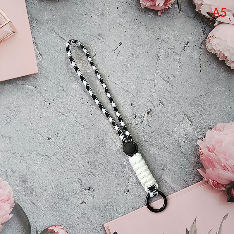 1Pc Color Combination Knot Mobile Lanyard Creative Short Braided Lanyard Mobile Phone Case Key Ring Can Be Detachable Anti-Loss