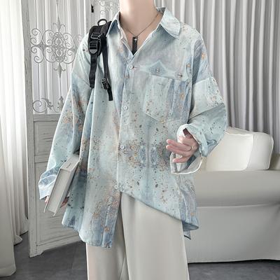 Y2k Spring Japanese Retro Printed Long-Sleeved Shirt Female Autumn Fashion Design Sense Niche Loose Shirt Handsome Long-Sleeved Shirt