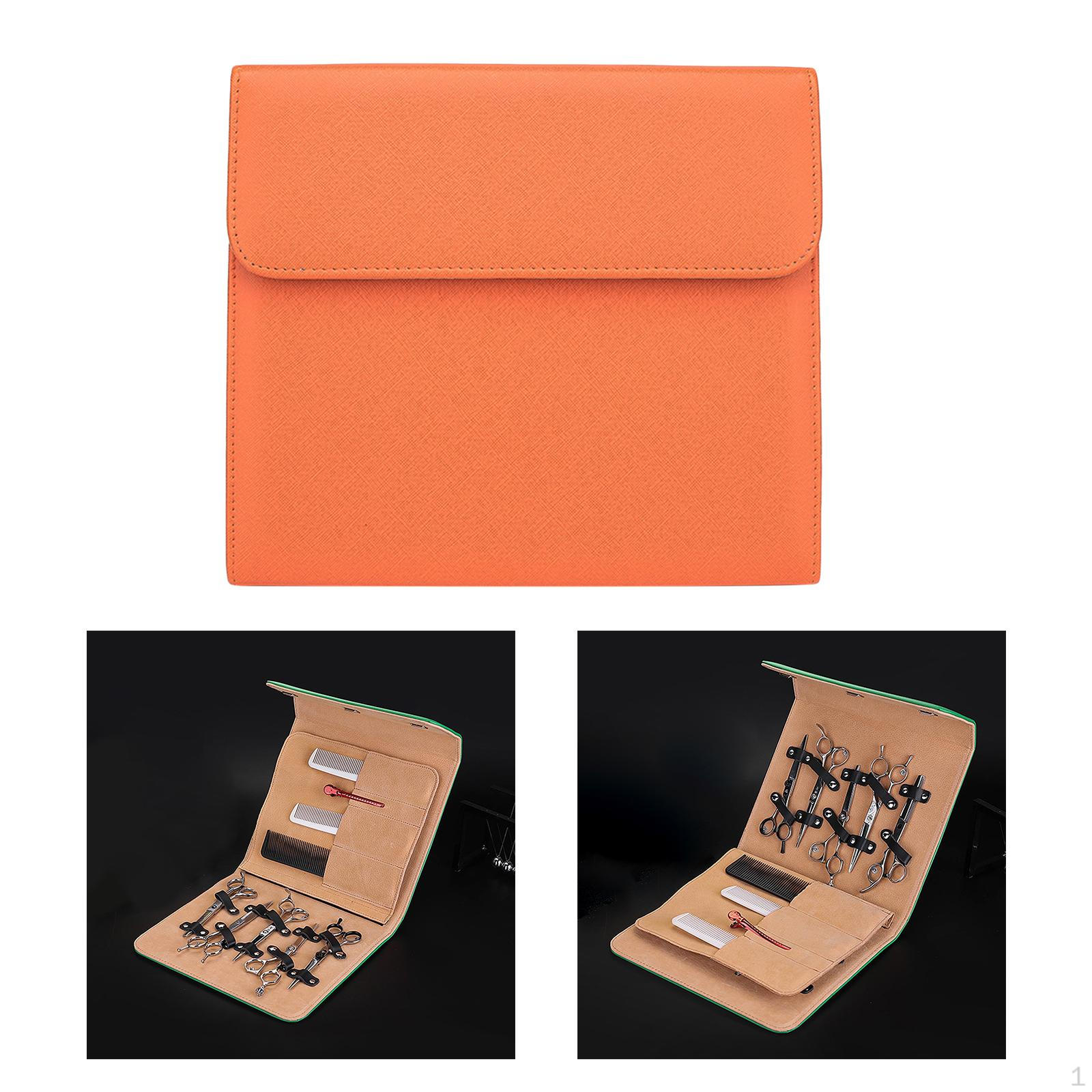 Компактная Практичная Сумка для Парикмахерских Ножниц из ПУ Магнитная Застежка Укладка Волос Личная Профессиональная Orange Red