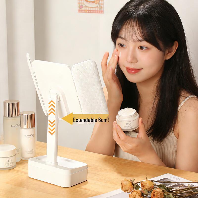 oeny Rechargeable Tri-Fold Makeup Mirror with Storage