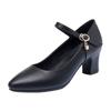 Soft Leather Mid-Heel Non-Slip Women's Shoes for Work or Dancing with Cheongsam; One-Buckle Style for Middle-Aged Women