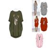 Women's Christmas Deer Pattern Printed Round Neck Dress With Full Sleeves And Stylish Design