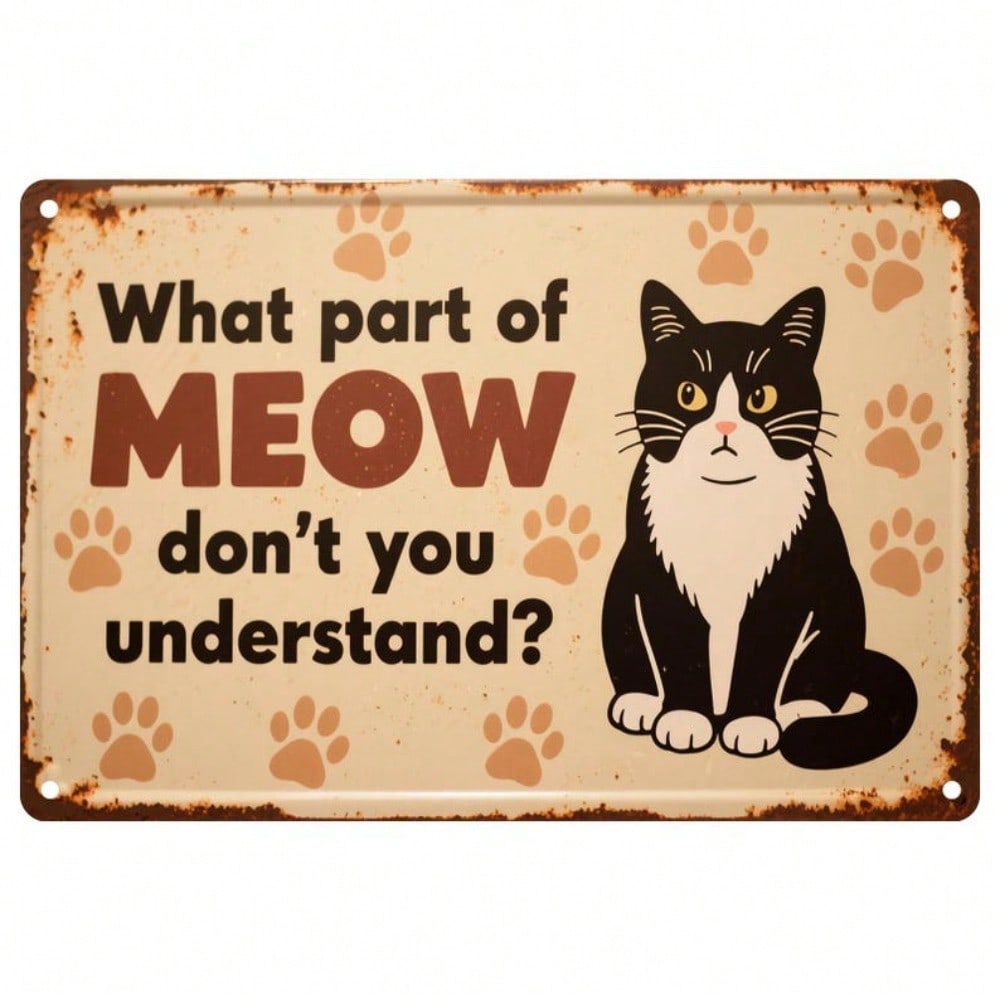 Metal Wall Art Funny Cat Sign Pet Lover Decor Rustic Tin Plaque Home Bar Garage 20x30