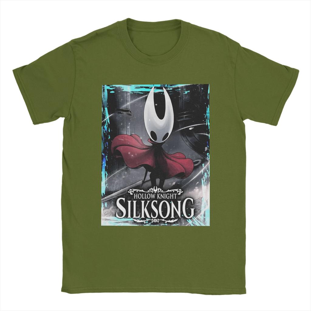 Men's T-Shirts Hollow Knight Silksong Vintage Cotton Tees Short Sleeve  T Shirts Crewneck Clothes Graphic