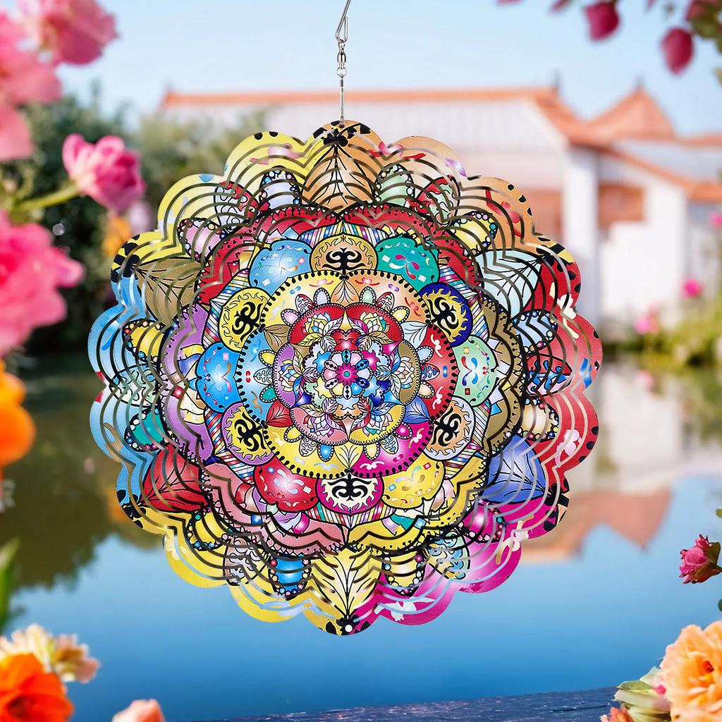 Animal Wind Turbine Outdoor Fan Hanging Decoration Outdoor Courtyard Garden Decoration Mandala 3D Rotating Wind Chime