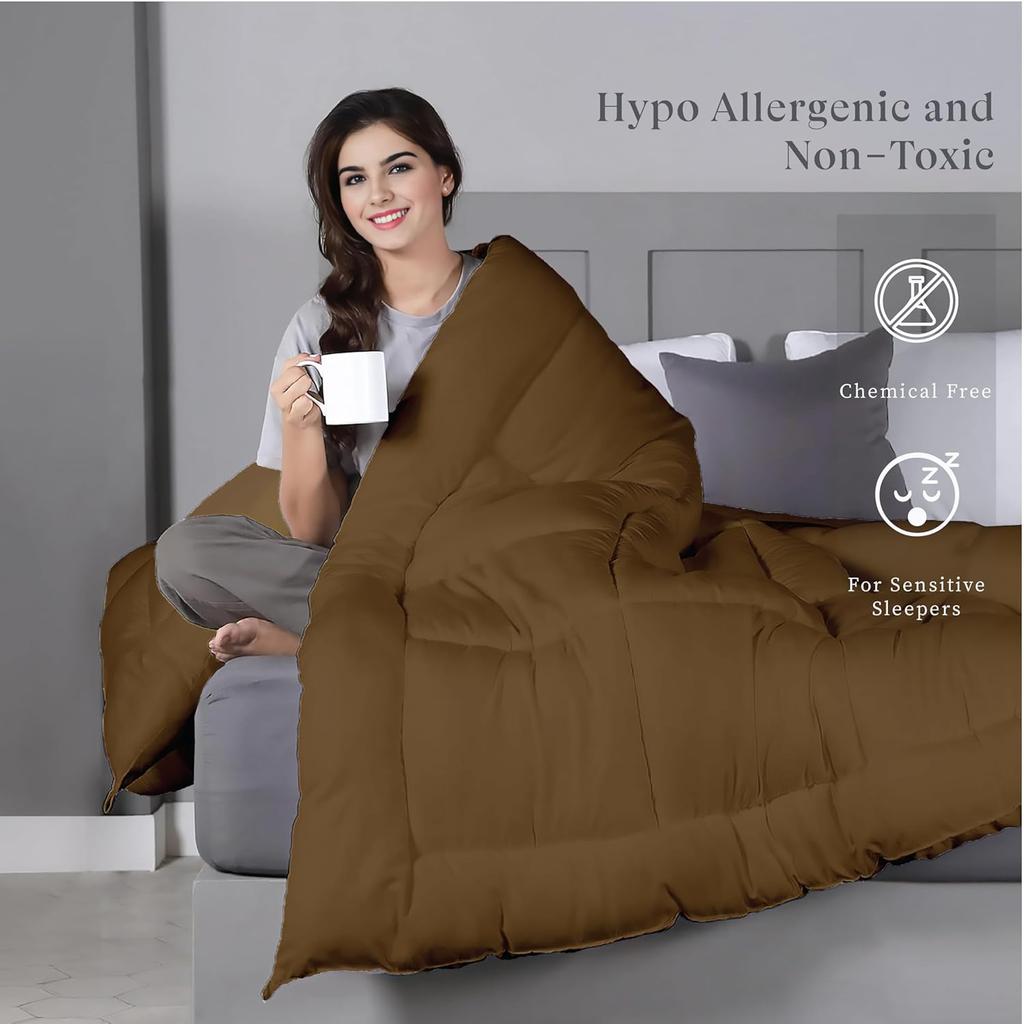 Plush Reversible Microfiber Comforter Single Bed| 220 GSM Single Bed, Quilt, Duvet, 110 GSM ASH Grey +Tapenade
