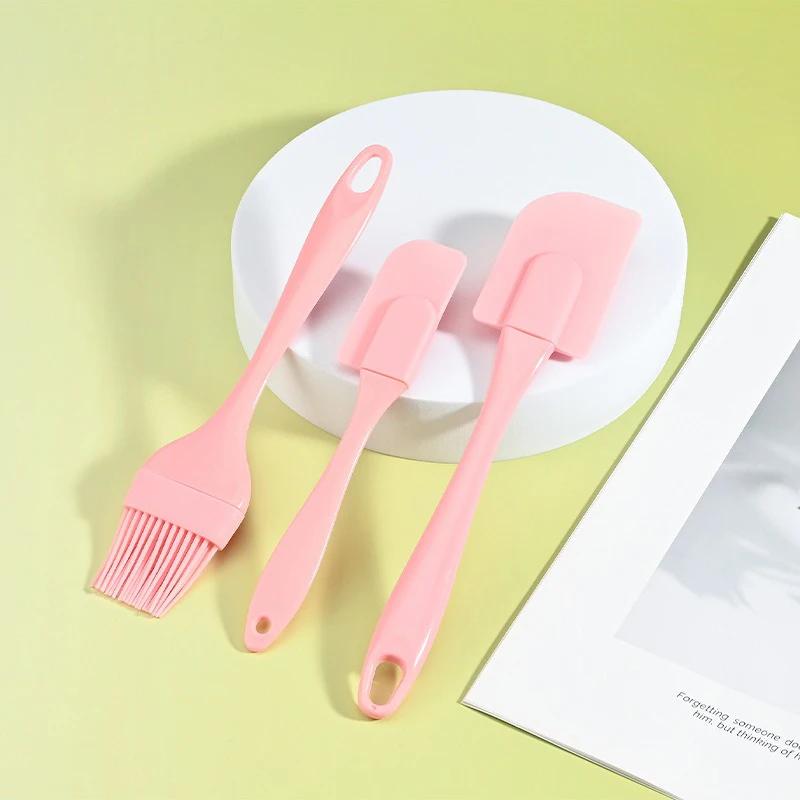 3Pcs/Set Non-Stick Silicone Cream Scraper Bread Cake Butter Spatula Mixer Oil Brush With PP Handle Cake Spatula Kitchen Baking