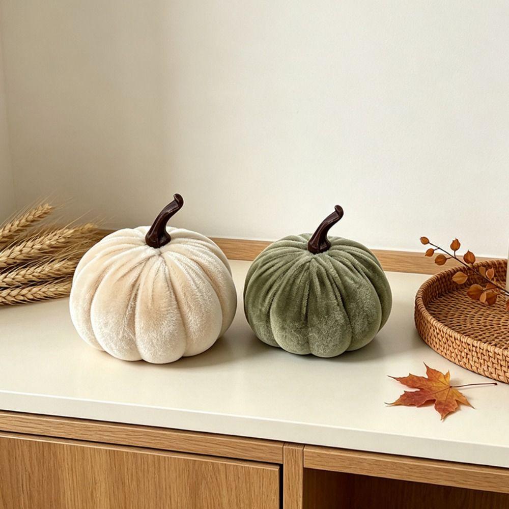 Plush Texture Velvet Pumpkin Velvet Fabric Plush Pumpkin Reusable Artificial Pumpkin Photo Props