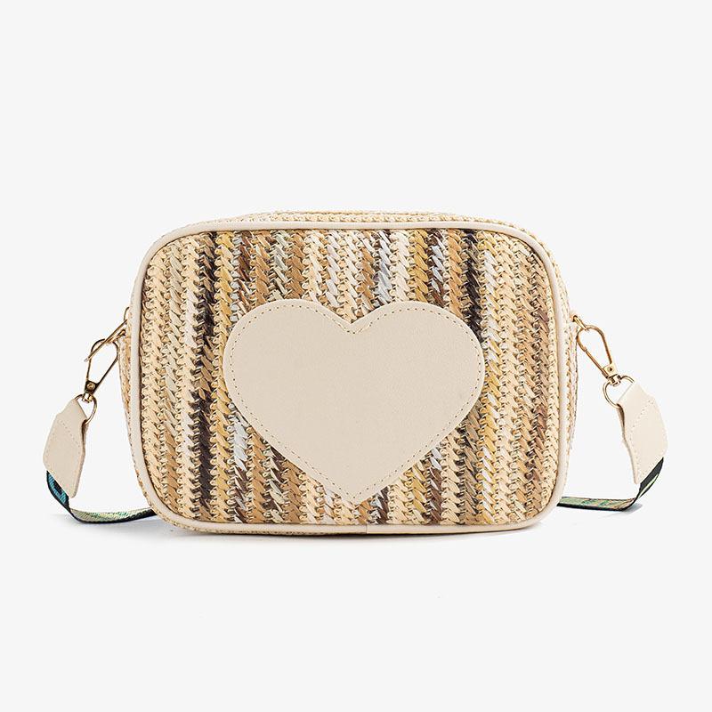 Dopamine Small Square Bag Personalized Color Woven Women's Bag Sweet Love Mobile Phone Bag Wide Shoulder Strap Crossbody Mobile Phone Bag Batch