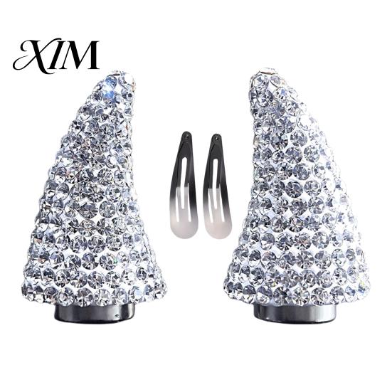 Rhinestone Devil Horns for Halloween Magnetic Hair Accessories Cosplay, Sparkling Detachable Horn Ornaments 3D Clips with Strong Suction Holiday
