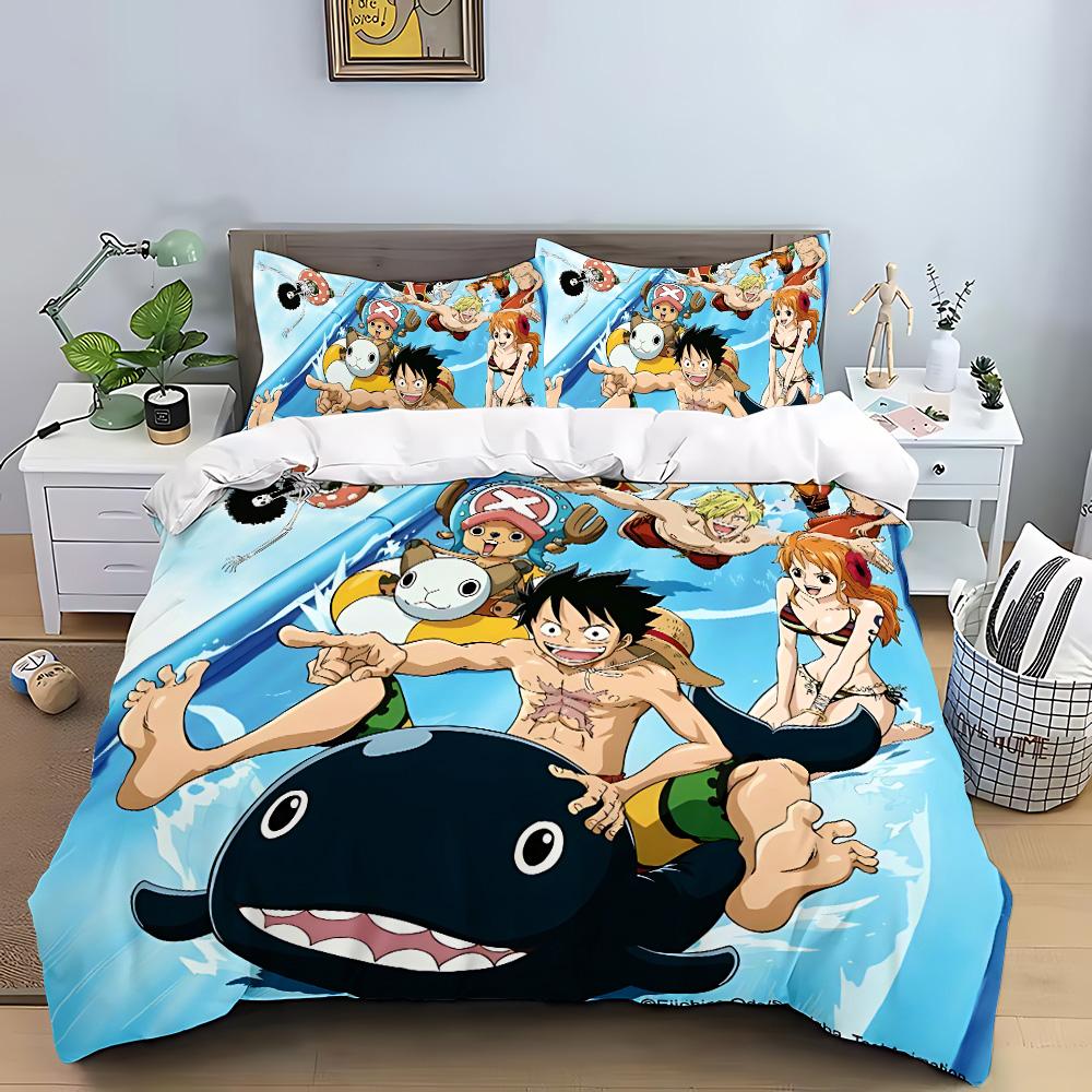 Anime Duvet Pillowcase Bedding Set Adult Boy Girl Bedroom O-One P-Pieces Decoration Children Gift Single Double Large Size