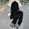European Cross-Border Casual Knitwear Set: Women's Autumn/Winter Vest, Sweater Cardigan & Wide-Leg Pants 3-Piece
