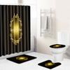 Christmas Elements Bathroom Shower Curtain Floor Mat Toilet Cover Foot Mat Four-Piece Pattern Size