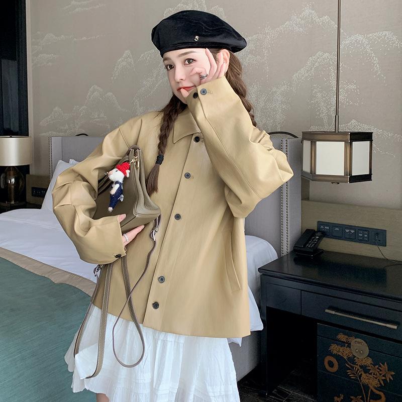 

Дизайн Sense Соль Сладкий Кожаная Куртка Короткая Куртка Женская Весна и Осень Новая Повседневная Приталенная Маленькая Куртка XL