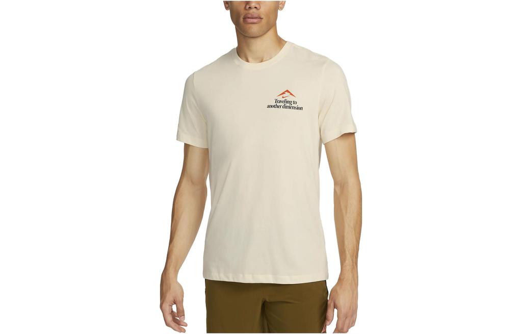 Nike T Shirts Men's Coconut Milk Crew Neck Moderate Straight Fit FJ2355-113