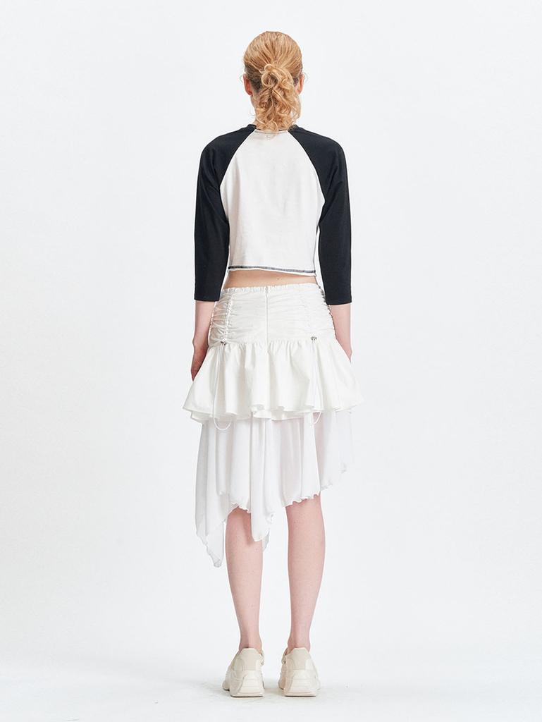 Tuomio Layered Chiffon Skirt [White]