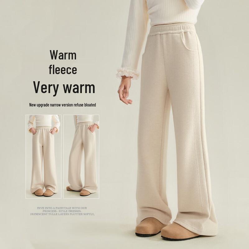 Girls  Fleece-lined Straight Leg Casual Pants 110