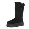Mid-tube Cotton Boots  Winter New Belt Buckle Platform Plush Thickened Non-slip Snow Boots