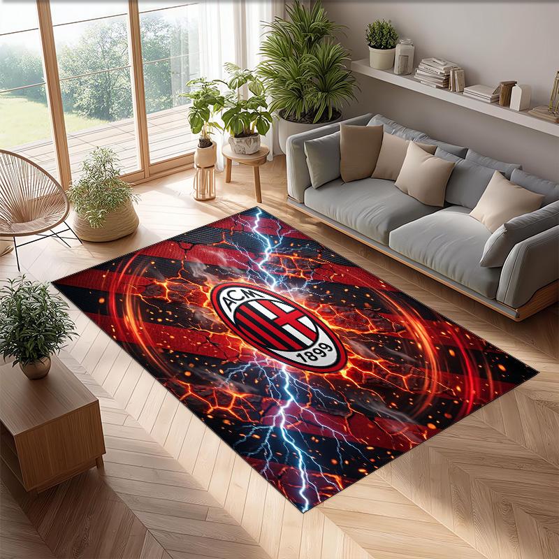 AC Milan Printed Flannel Area Rug Non Slip Soft Polyester Floor Carpet Indoor Decor Mat for Bedroom Living Room Sofa Game Room Home Decoration
