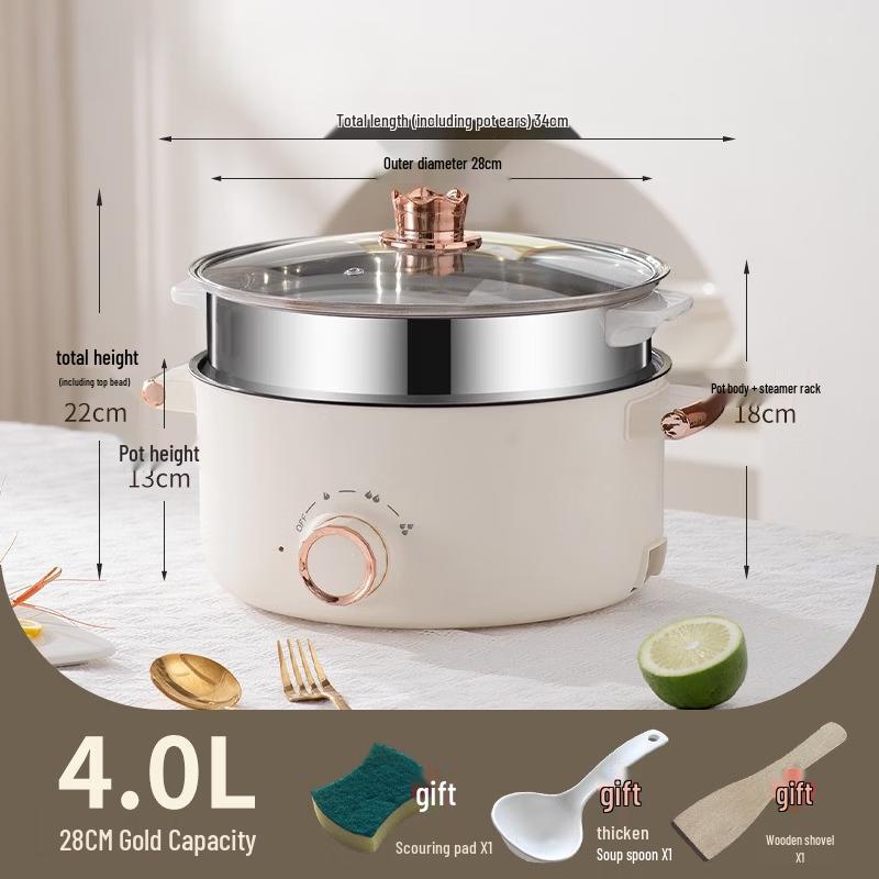 ZISIZ Portable Electric Hot Pot & Stir-Fryer with Steamer
