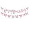 Pink & Black Glitter Bow Birthday Banner Decoration