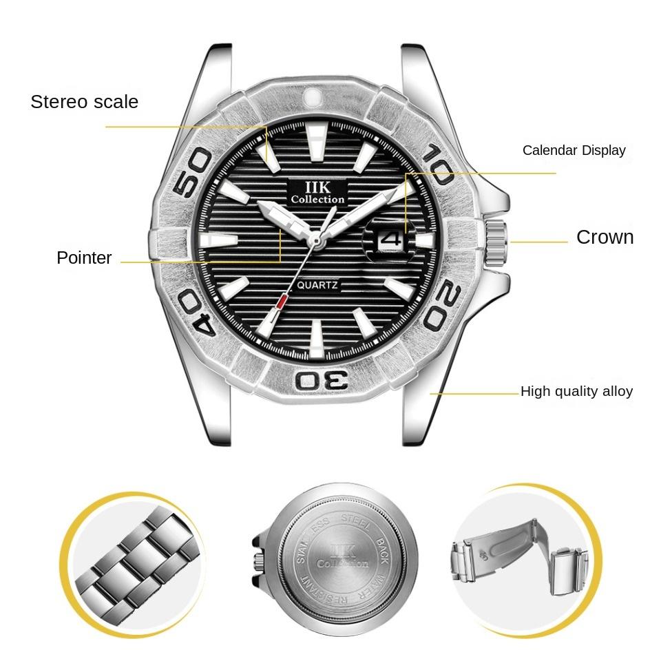 IIK Herrenuhr, wasserdicht, Kalender, Multifunktionsuhr, Armbanduhr für Männer