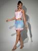 Rose Beauty A  Square Neck Overbust Hook And Eye Front Jacquard Print Lace Up Back Backless Corset Shapewear Crop Cami Top