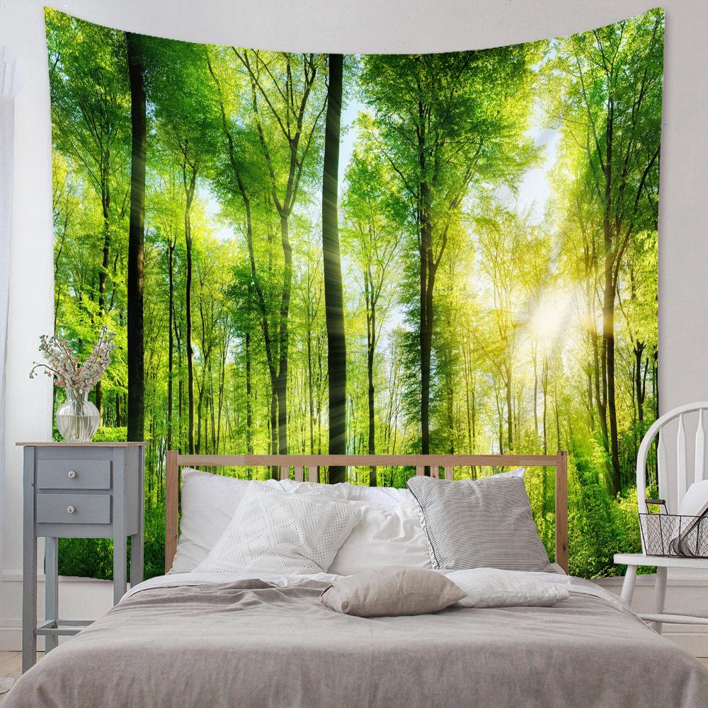 Herbstgelbe Wald Bachlandschaft Wandteppich Ahorn Bäume Blätter Wandbehang Hippie Tapiz Dekor Wandteppiche Teppiche