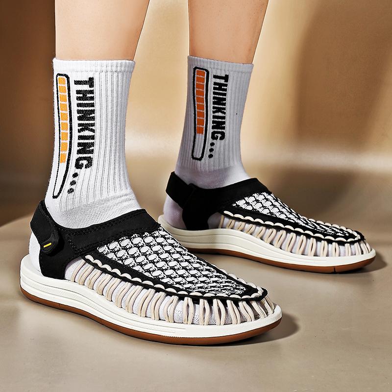 Summer  Men's Sandals Fashion Lightweight Casual Sandals Shoes Large Size Plus-size Hand-knitted Shoes Sandals