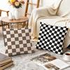 Housse de Coussin à Carreaux Échiquier Mode Durable Hypoallergénique Lin Biologique Housse de Oreiller Petite Taille Lavable Douce pour la Peau