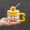 High Looking Cute Ceramic Cup with Lid Spoon for Girls Coffee Mug Large Capacity Water Cup Birthday Gift