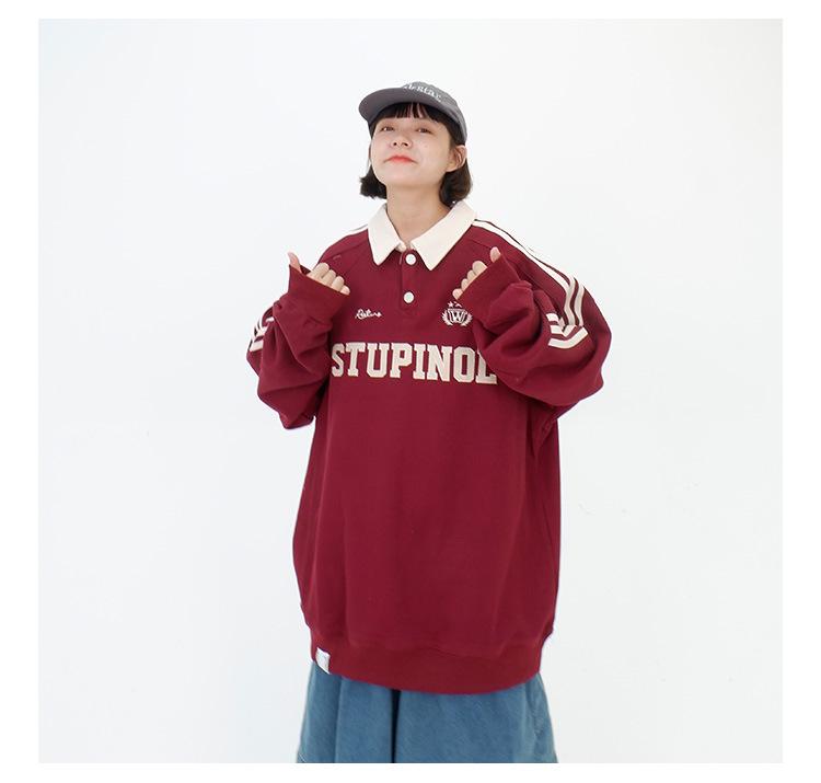 Women's Plus Size Striped Long Sleeve Polo, 2025 Retro Spring/Fall Loose Fit, Unisex Top