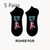 5 Pairs of Men's Summer Thin Cartoon Graffiti Trend Sports Boat Socks
