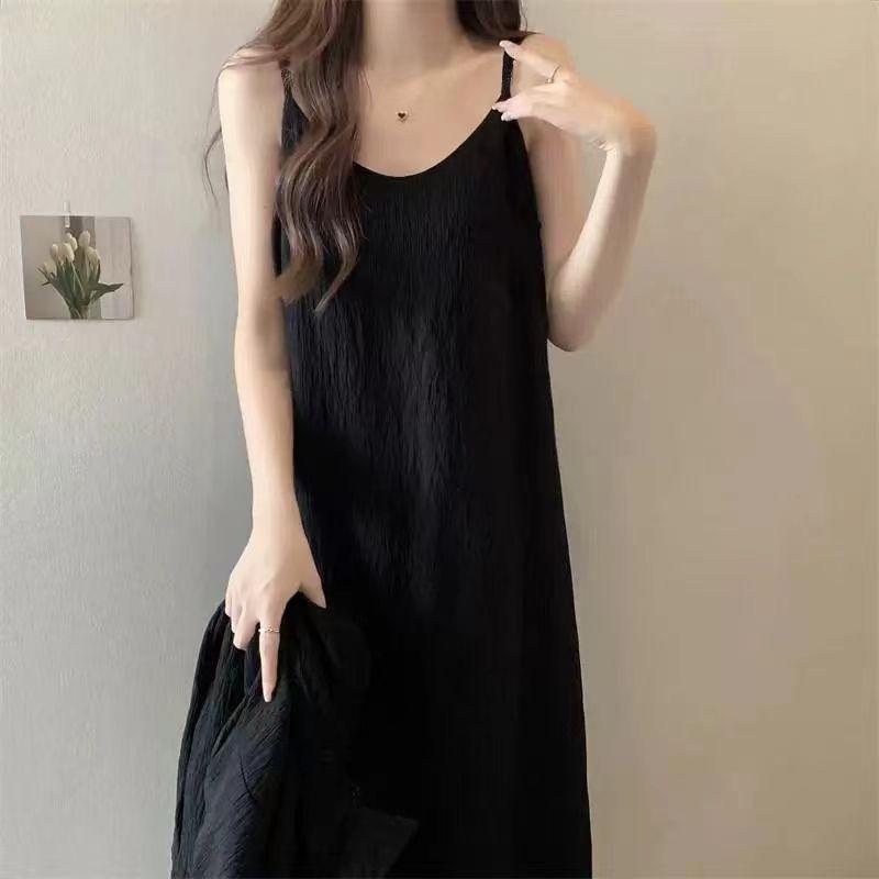 Summer loose temperament new skirt long and thin French style suspender sexy dress slim suspender skirt
