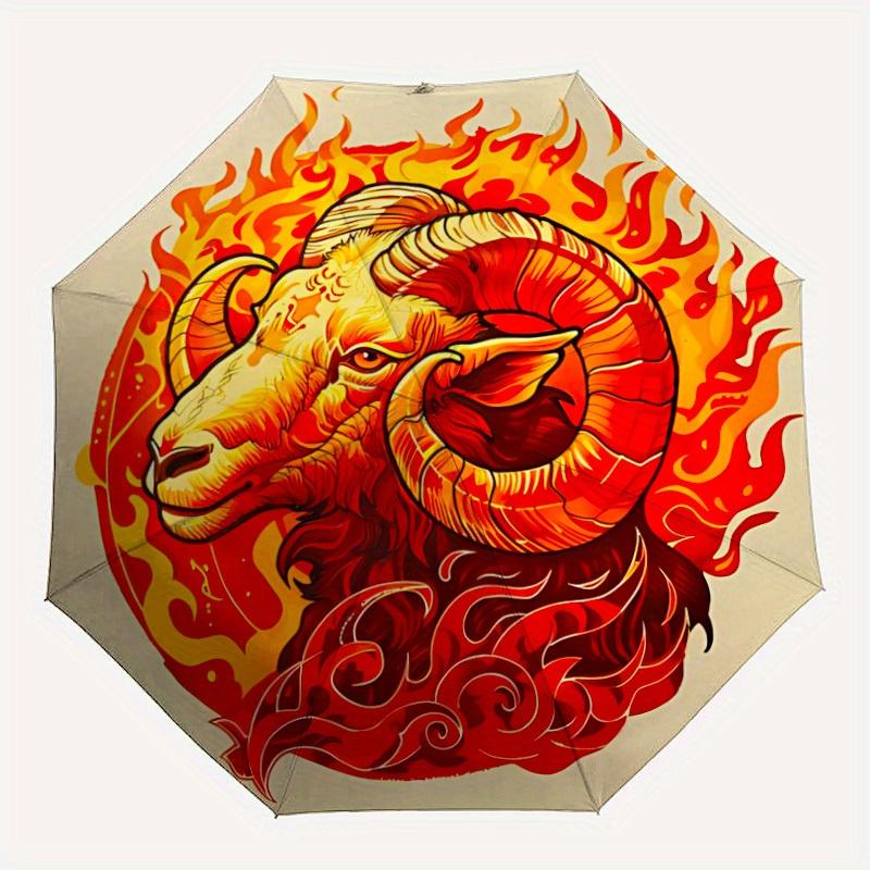 

1pc Ram Flames Automatic Open/Close Umbrella, Portable Folding Umbrella for Travel, Themed Events, It is suitable as a gift for various festivals, Out