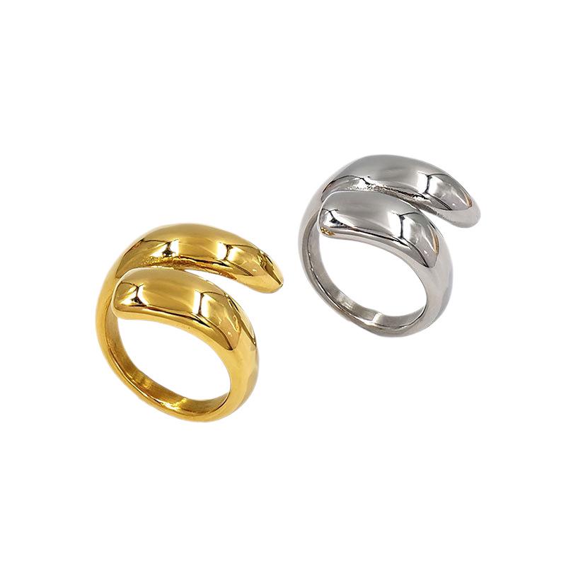 Unique Irregular-Shaped Open Ring for Women – European & American Style, Personalized Gold-Plated Titanium Steel