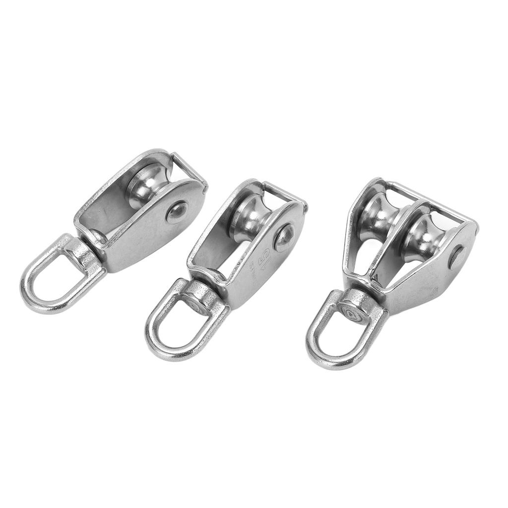 M15 Pulley Block Stainless Steel Pulley Traction Wheel Heavy Duty Single Double Wheel Swivel