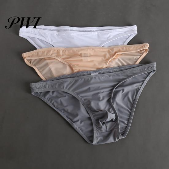 Solid Color Briefs Men Summer 3D U-convex Low-rise Underwear Thin Panties Three-dimensional Pouch Moisture-wicking