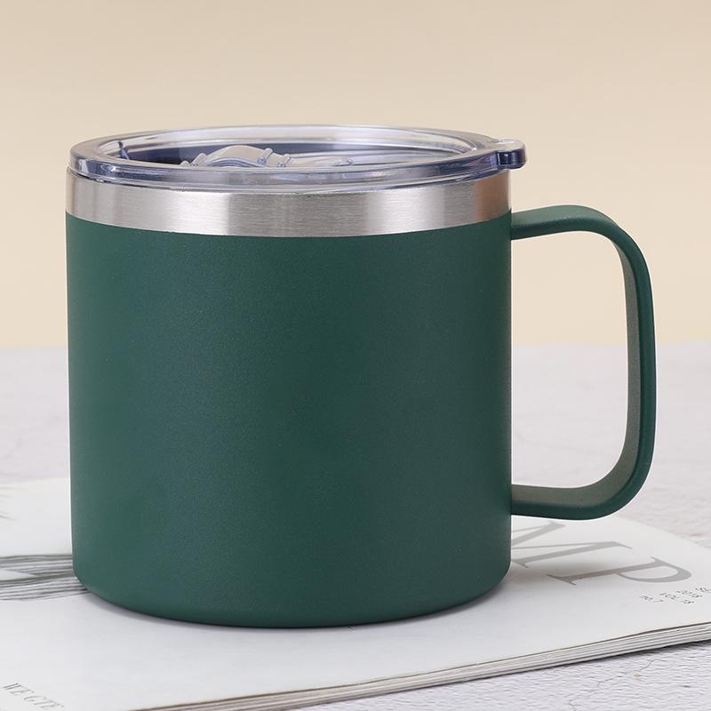Neue 14oz Tasse mit Deckel und Griff Vakuum 304 Edelstahl Isolierflasche Büro und Zuhause Becher