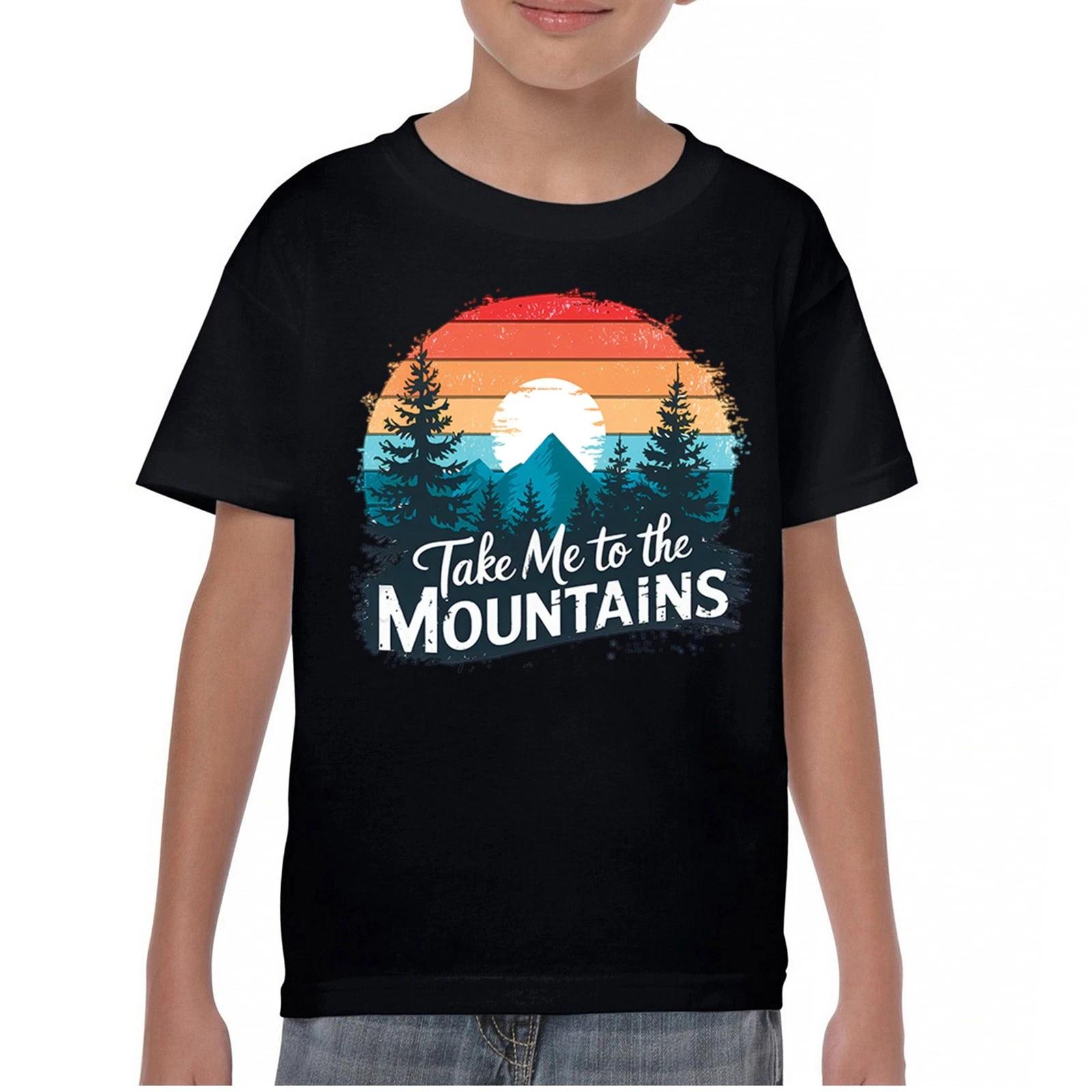 Take Me to the Mountains Youth kids boys T-Shirt Outdoors Trail Hiking Camping Kids 130