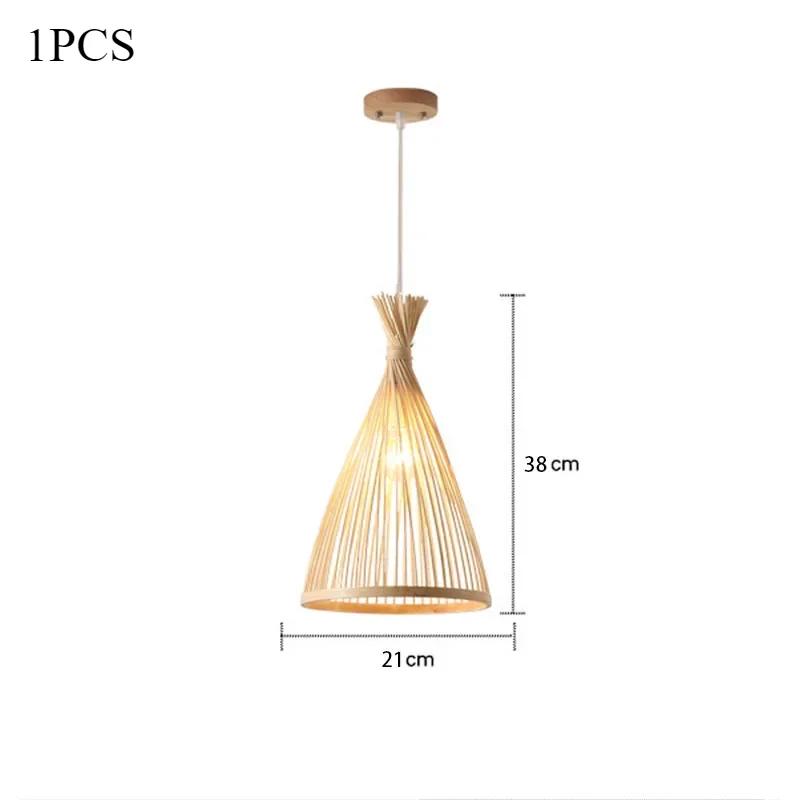 1/2PCS Bamboo Chandeliers Wood Base Lighting Interior Classical Hand Woven Bamboo Pendant Light Fixture Vintage Pendant Lamp