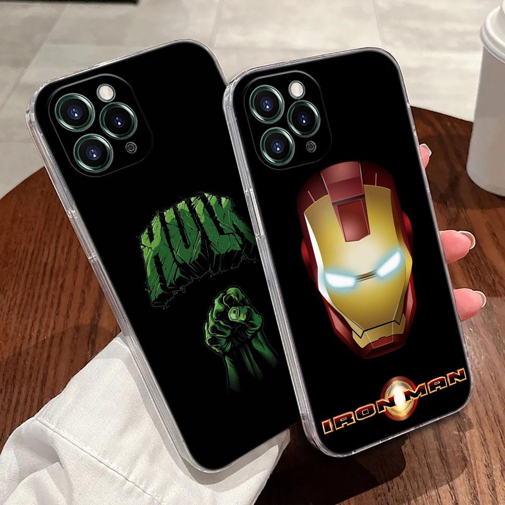 Marvel Cap USA Ironman Hulk Transparent Phone Case For iPhone 17 Pro Max 17E 11 12 13 14 15 16 Pro Max Plus 17 Air 16E 7 X Cover
