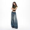 Frühling Sommer Schwer Vollstern Strasssteine Gürtel Design Schlank Weites Bein Jeanshose Für Damen Lässige Hose Übergröße Jeanshose