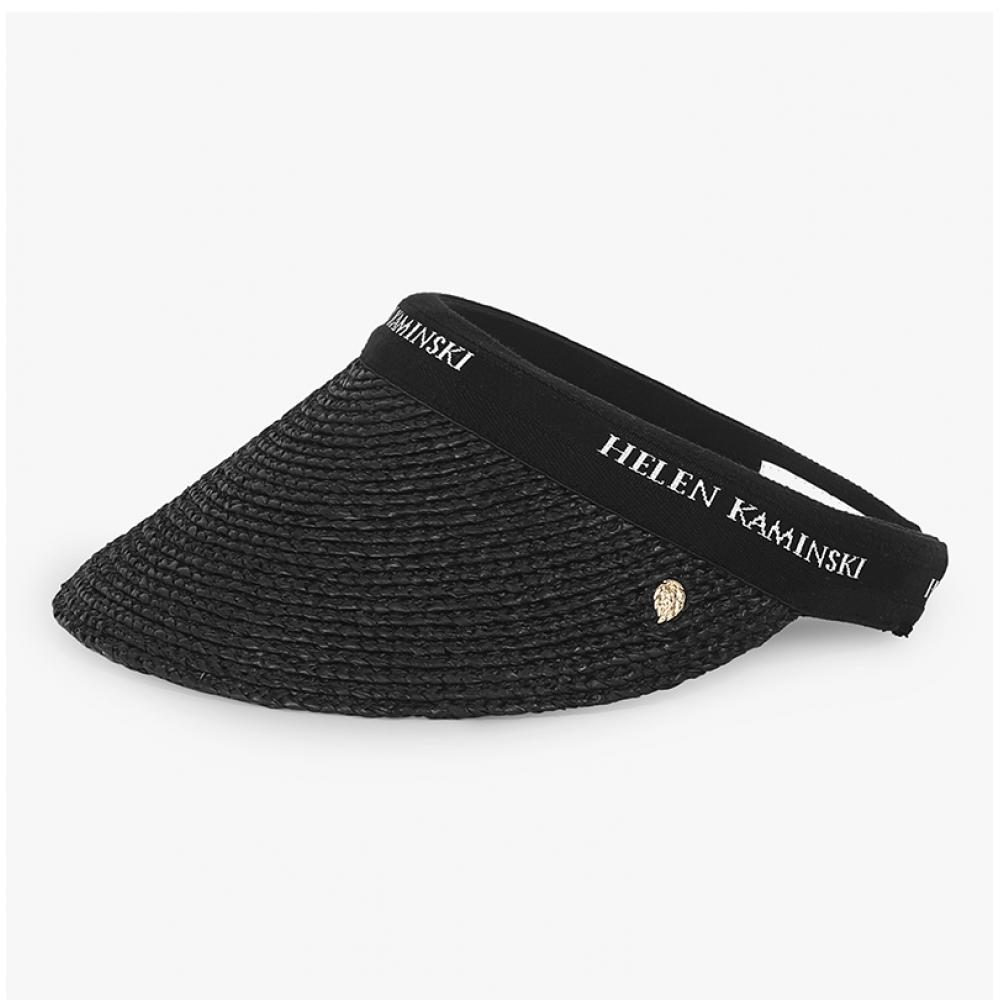 Helen Kaminski Hat50265 Cabl Bianca Charcoal Black Logo Visor Sun Cap