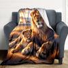 1Pc Lion Family Sunset Blanket Soft And Comfortable Casual Warm Camping Travel Christmas Halloween Xmas Gift M924422