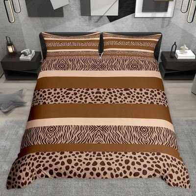 Homewish Schickes Leopardendruck Bettbezug-Set, Tierdruck Bettdeckenbezug-Set, Wildtier Gepard Patchwork Bettwäscheset