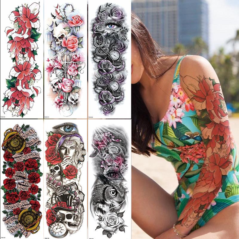 Full Arm Tattoo Sticker, Full Arm Big Picture Tattoo Sticker, Flower Arm Tattoo Sticker Tattoo