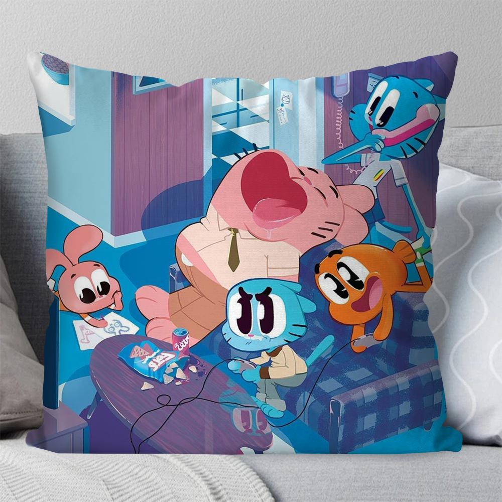 Cartoon The A-Amazing GumbalPillow Case Square Pillow Bedroom Sofa Leisure Comfort Cushion Car Living Room Home Decoration 40X40